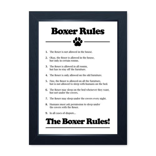 Boxer Dog Rules, Framed Print